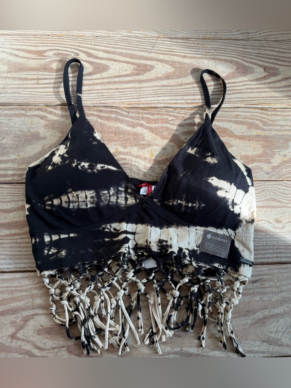 Element Tie-Dye Fringe Knit Top size m nwt